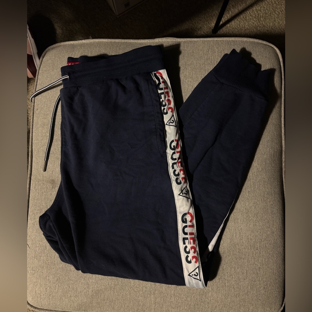 Guess Kids Dark Blue Joggers with Logo Stripe